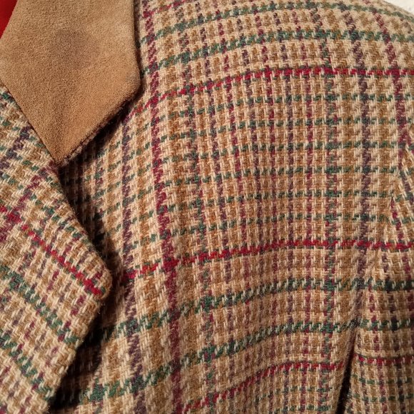 Vintage Wool Blend Brown Plaid Blazer - Picture 4 of 8